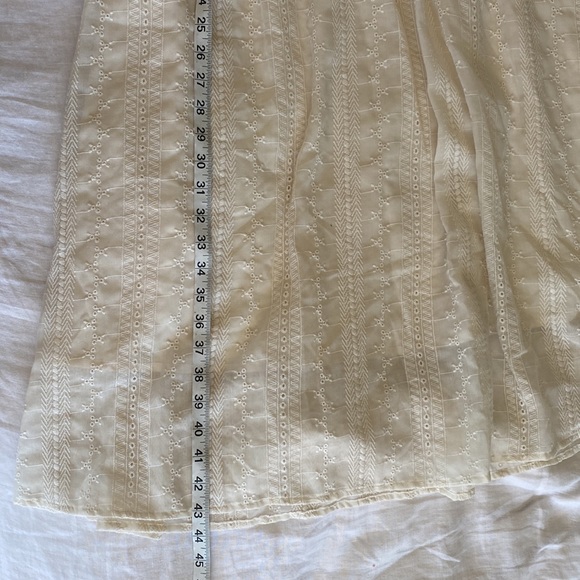 Eyelet lace cottage core romantic dress cream collar button tie waist xs small - Picture 11 of 11